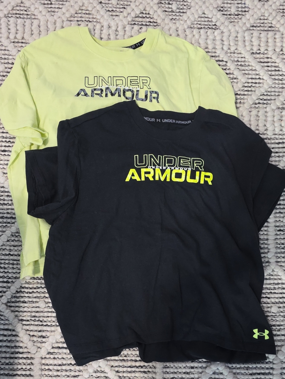 Under Armour Neon Yellow & Black Logo Crop Tops